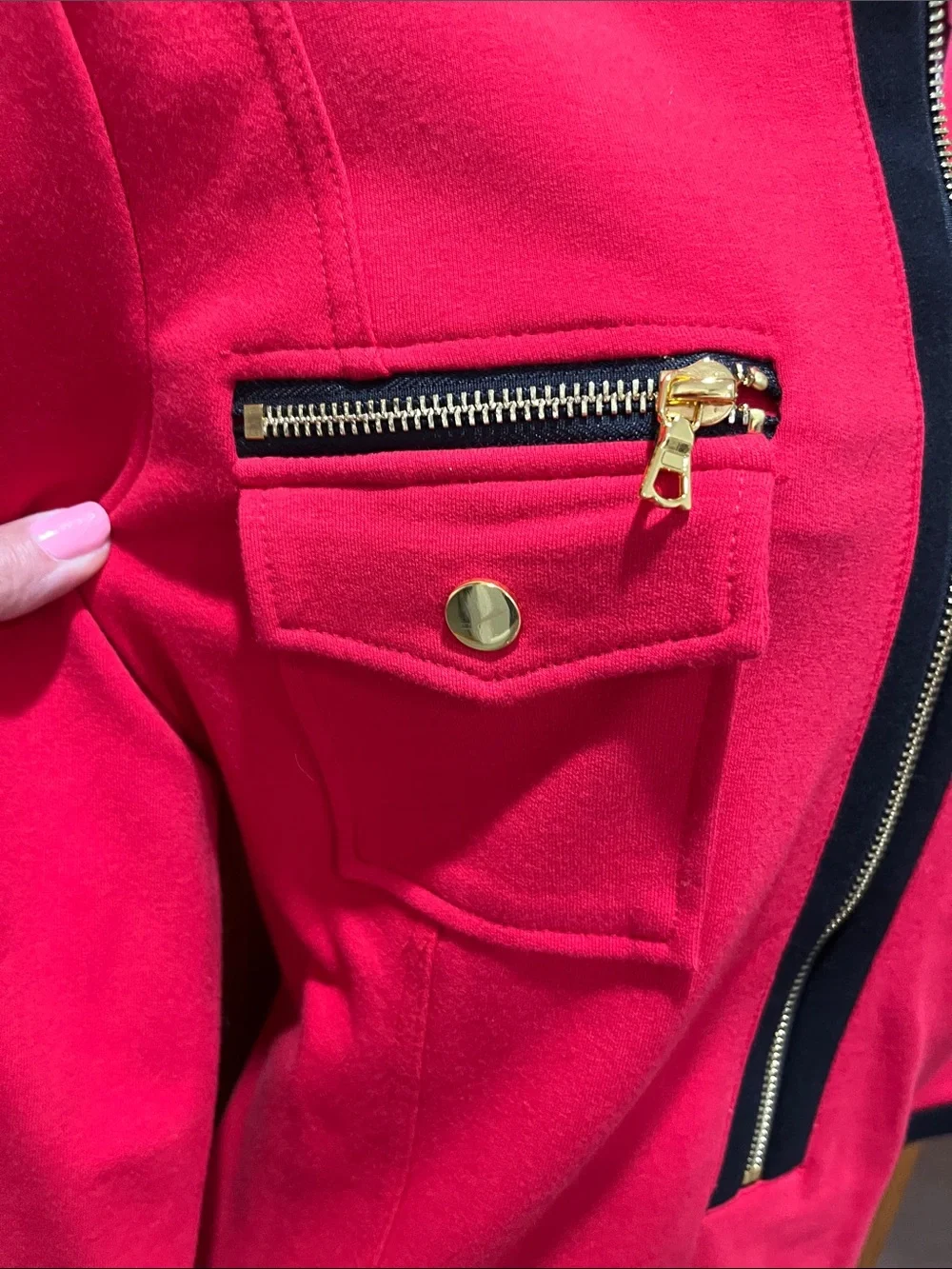 Beautiful Boston Proper Red Dress with pretty gold zipper detailing - Picture 7 of 10
